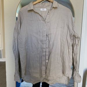 Uniqlo beige linen button down